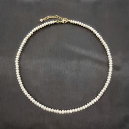 Strands Strings 4mm White Freshwater Pearl Necklace 14K Gold Filled Adjustable Chain Pearls Beaded Exquisite Choker Collier Perles Perla 230731