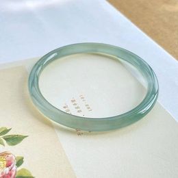 Bangle Natural Oil Blue JADE Bracelet Ice-Seed Round Women's Oil-blue Certified Jade-Bangles High Ice Grade A Handring Jewellery 230731