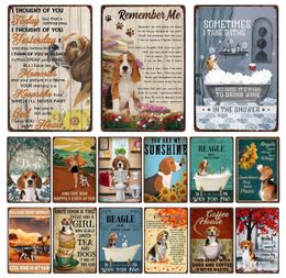 Beagle Dog Metal Poster Beagle Bath Shop Metal Painting Wall Poster Funny Animal Tin Signs Pub Bathroom Home Living Room Decor Custom Metal Plate 30X20CM w01