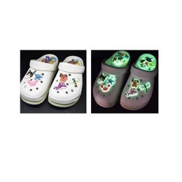 Shoe Parts Accessories Night Vision Light Pvc Cartoon Charms Ornaments Buckles Fit For Shoes Bracelets Charm Decoration Drop Series Randomly