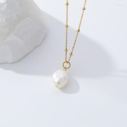 Chains Natural Baroque Pearl Necklace 925 Sterling Silver Single Pendant Jewelry Gifts For Women