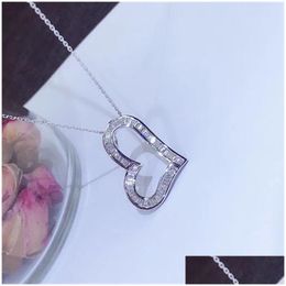 Pendant Necklaces Heart Love Moissanite Diamond Real 925 Sterling Sier Charm Party Wedding Pendants Necklace For Women Fine Jewellery Dh2X0