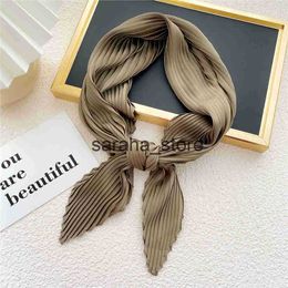 Scarves Square Scarf Silk Pleated Neck Scarves Headscarf Small Scarves Solid Colour Crinkled Hair Scarf Satin Neckerchief 70cm Soft Decor J230801