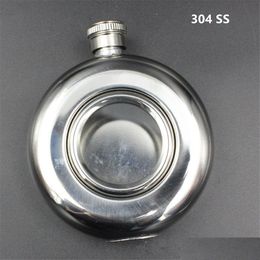 Hip Flasks 5Oz Flask 140Ml Wine Bottle With Transparent Window Pocket Kettle Whisky Cup Mug 304 Stainless Steel Small Size Drop Delive Dhpo5