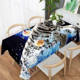 Table Cloth White Tiger Lazy Dominant Dining Table Coffee Table Decoration Tablecloth Birthday Party Wedding Decoration Tablecloth R230801
