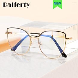 Sunglasses Ralferty Women Glasses Cat Eye Metal Frame Anti Blue Light Eyeglass Female Optic Myopia 0 Diopter 2023