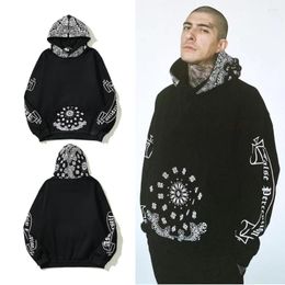 Men's Hoodies Askyurself Spring And Fall Couple Full Print Cashew Flower Scroll Splicing Hoodie Men Women Sweatshirt