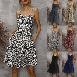 Casual Dresses Print Sexy Dress Spaghetti Strap Female High Waist Club Short Summer Outfits For Women 2023 Mini Sleeveless Elegant