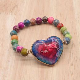 Charm Bracelets Fashion Natural Stone Beads Heart Shape Handmande For Women Girls Friendship Bracelet GB018