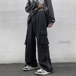 Mens Jeans American Overalls Punk High Street Oversize Streetwear Hip Hop Trousers Harajuku Designer Elastic Band Gothic SportPants 230731