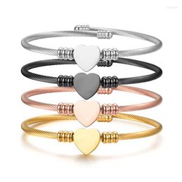 Bangle Fashion Vintage Charm Rose Gold 18K Stainless Steel For Woman And Men Plated Bangles Filled Bead Bracelet Heart Match More