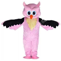 Pink Owl Mascot Costume Cartoon Character Outfit Suit Halloween Party Outdoor Carnival Festival Fancy Dress for Men Women