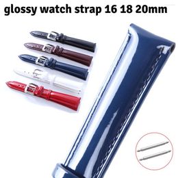 Watch Bands 16mm 18mm 20mm Patent Leather Band Glossy Genuine Strap Watchband Replacement Polished Wrist Bracelet