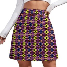 Skirts Purple Geo Print Skirt Women Retro Geometric Mini Summer Y2K High Waist Custom Oversize Casual A-line