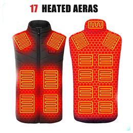 Men's Jackets Winter Man 17 Areas Heated Underwear Suit Control Temperature Power Bank Powered Fleece Thermal Bicycle Skiing Jacket 230731