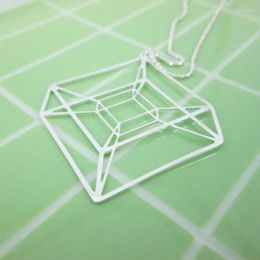 Chains Hypercube Sacred Geometric Necklace Tesseract Geometry 4D Cube Women Free Ship