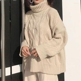 Women's Sweaters Women Autumn Winter Knit Sweater Casual Loose Twist Turtleneck Jumpers Woman Thicken Warm Long Sleeve Pullover