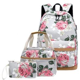 School Backpacks for Teen Girls School Bags Lightweight Kids Bags Children Travel Floral Canvas Backpack Bookbags Set280B