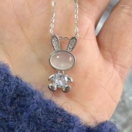 Chains S925 Pure White Chalcedony Necklace For Women With Light Luxury And Small Crowd Design Sense Girl Heart Zodiac Sign