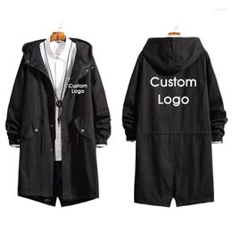 Men's Hoodies Autumn And Spring Custom Logo Men Long Coat DIY Customise Picture Design Trench Jacket Sweatshirt Fashion Overcoat