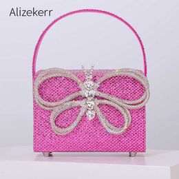 Evening Bags Sparkling Sequins Butterfly Clutch Women Boutique Rhinestone Square Box Purses and Handbags Wedding Party 230427