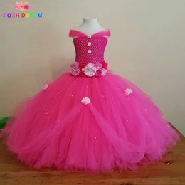 Girl s Dresses POSH DREAM Beautiful Pink Princess Tutu Dress Kids Girls Ball Gown with Perfect for Weddings Flower Girl 230731