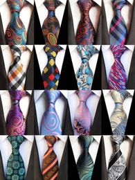 Neck Ties Fashion 8cm Floral Mens Tie Green Yellow Plaid Paisley Jacquard Weave Necktie Suit Business Wedding Accessories 230801