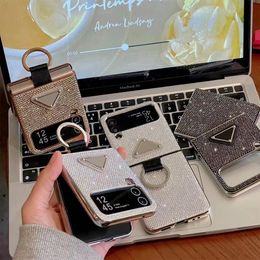 Luxury designer phone case Samsung Z4 Z3 Folding clamshell full diamond belt ring buckle phone case.