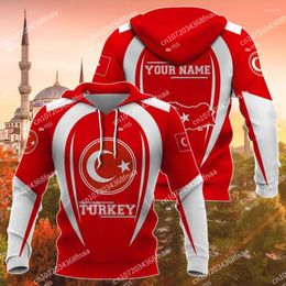 Men's Hoodies National Emblem Turkey Flag 3D Printed Sweatshirts Zip Hooded For Men And Women Casual Streetwear Style Men's Clothes