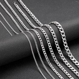 Chains 3/4/6/7/9/10MM Stainless Steel Cuban Chain Necklace For Men Women Punk Silver Colour Simple Collar Fashion Jewellery Gift Him