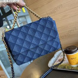 CC Cross Body 23C Denim Gradient Print 19 Series Quilted Bags Designer Two tone Gold Silver Cowhide Lined Cowboy Shoulder Sacoche Classic Large Capacity Jumbo C