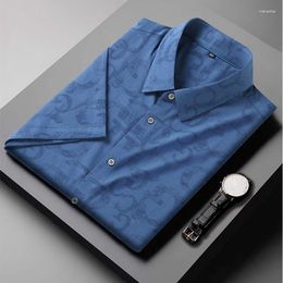 Men's Casual Shirts Arrival Suepr Large Short-sleeved Summer Thin Jacquard Yarn-dyed Shirt Oversized Plus Size 2XL-4XL5XL6XL7XL8XL