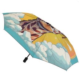 Umbrellas Giraffe 8 Ribs Auto Umbrella Animal With Glasses Ligthweight Sun And Rain Carbon Fibre Frame For Male Female