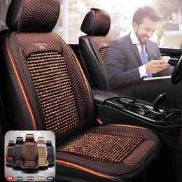 Car Seats 12x Beads Leather Bamboo Car Seat Covers Breathable Summer Cooling Auto Front Seat Cushion Protector Universal x0801