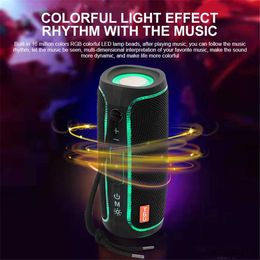 Portable Speakers Bluetooth Bass Wireless Portable Subwoofer Waterproof USB Sound FM Radio with LED Lights Support R230801