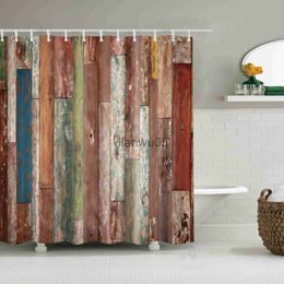 Shower Curtains 3D Board Wooden Door Anchor Shower Curtains Waterproof Bath Screens Bathroom Curtain Decoration Accessories Bath Curtain x0731