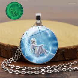 Pendant Necklaces 2023 Women Fashion Jewellery Gift Classic Glass Round Glow In The Dark Necklace Magic Fairy Time Gem Luminous