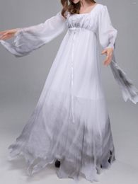 Casual Dresses Women S Gothic Victorian Ghost Costume Gossamer White Fancy Dress Halloween Cosplay Haunter Party Outfit For Adults