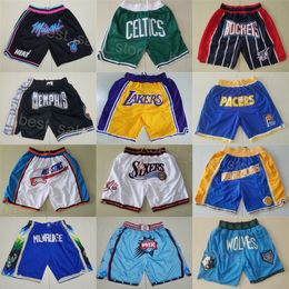 Vintage Basketball Sweatpants Wear Just Don Pocket Shorts Zipper Fly Drawstring HipPop Sport Pant Solid Zip Up Men Team Stitch Buddy Hield Chimezie Metu Tari Eason