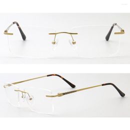 Sunglasses Frames Rectangle Men Rimless Eyeglass For Square Business Metal Optical Glasses Light Spectacles Gold Silver Black