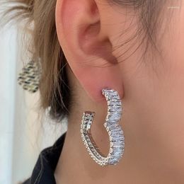 Stud Earrings Funmode Clear Shiny Crystal Cubic Zircon For Women Jewelry Accessories Heart Shape Pendientes Mujer FE194
