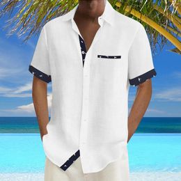 Men's T Shirts Crazy Yoga Tops Beach Holiday Shirt Short Sleeve Cardigan Mens Cuff Button Contrast Lapel Adult Body Suits Men Tee