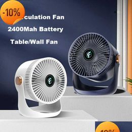 Other Home Appliances Household Table Usb Rechargeable Air Circation Electric Fan 2400Mah Battery Operated Wall Mountable Cooling Ve Dhwrx