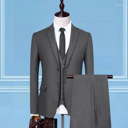 Men's Suits 2023Men's Suit (Blazer Vest Trousers) Fashion British Handsome Business Wedding Slim Casual Party Dress Blazer Three-piece Set