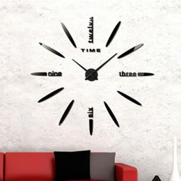 Wall Clocks 3D Clock Luminous DIY Acrylic Mirror Sticker Home Decoration Living Room Quartz Needle Self-adhesive Hanging Watch