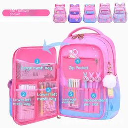 School Bags Orthopaedic Primary School Bags for Girls Gradient Colour Grades 1-3-6 Children's Backpack Large Capacity Kids Rucksack Mochila 230801