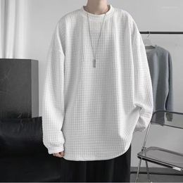 Men's Hoodies Waffle Pattern High Street Sweater Couple Spring Autumn Loose Causal Large Size Solid Long-sleeved Top Male Clothes