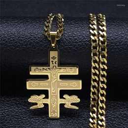 Pendant Necklaces 2023 Stainless Steel Cross Statement Necklace Women/Men Gold Color Chain Jewelry Acero Inoxidable Joyeria NXHLY4S05