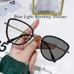 Sunglasses Pochromic Anti Blue Light Glasses Women Men Cat Eye Discoloured Goggle Clear Colorchanging Gafas