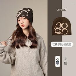 Berets Autumn And Winter Jacquard Knitted Beanies Casual Versatile 2023 Korean Ins Ear Protection Warm Bonnets For Women